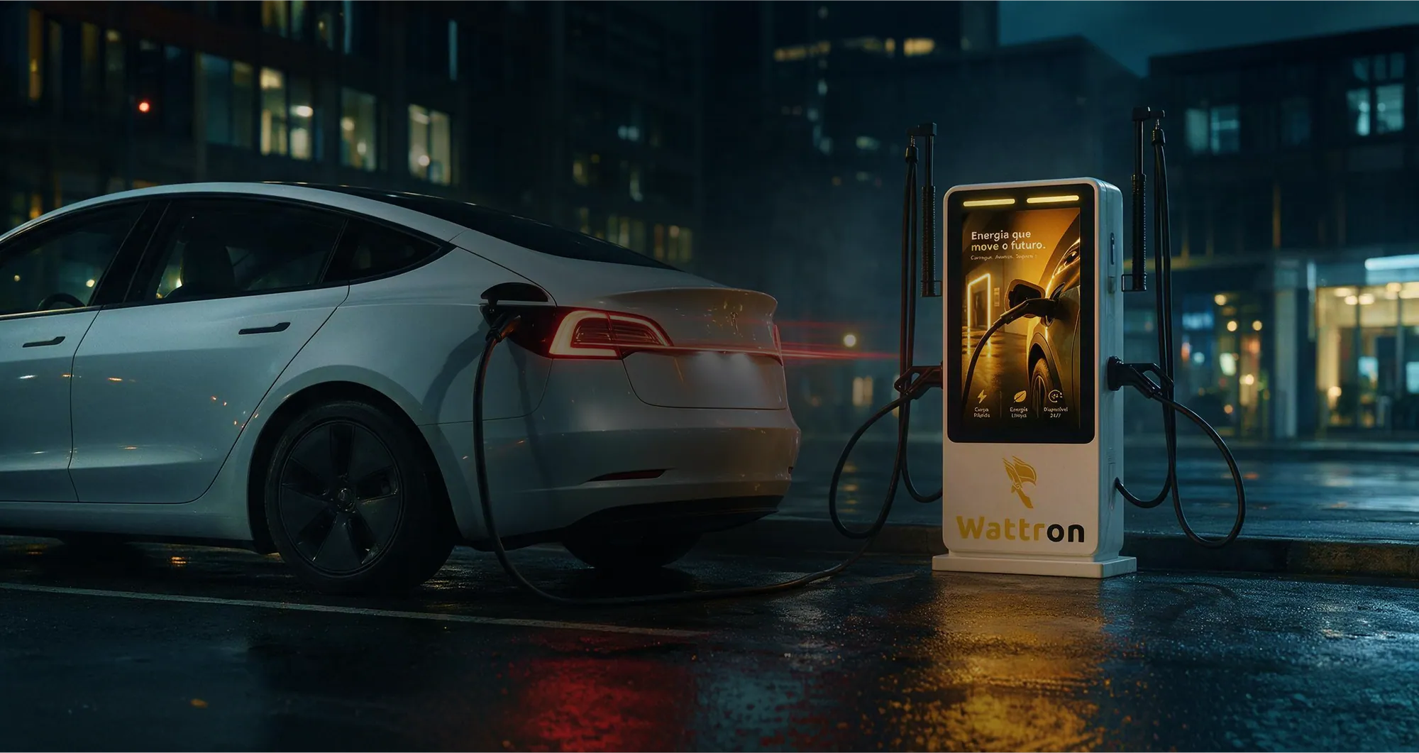 Veículo elétrico a carregar num posto Wattron